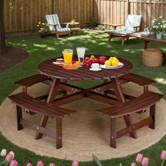 The Ultimate Outdoor Dining Set: 8 Person Wood Picnic Table