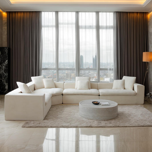 CKEASEAN 149" Modular Sectional Sofa Couch with L-Shape Chaise, Oversize Cloud Couches with 8 Pillows, Modern Sofas Set with Deep Seat, No Assembly, Velvet Couches for Living Room