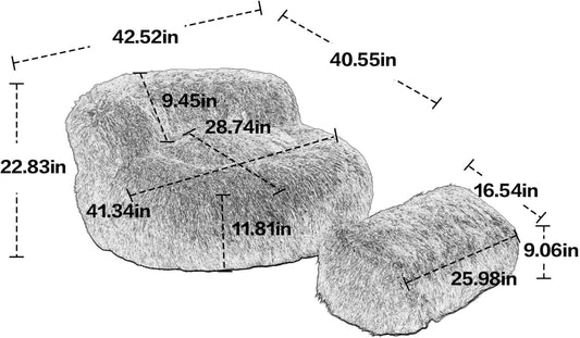 Bean Bag Chair with Ottoman, Floor Sofa Features Plush Upholstery with Handle for Gaming Reading Relaxing, Rack for Living Room (Olive)