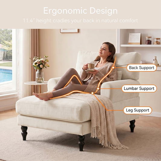 Eyisean 32'' W Modern Chenille Upholstered Chaise Lounge Chair Indoor, Comfy Sleeper Sofa Chair with Deep Cushion, Leisure Sofa Recliner Chair Sleeper with Armrest for Living Room/Bedroom