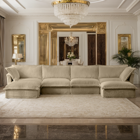 156" U Shape Sectional Couches for Living Room, 4-Seater Comfy Modular Sofa Couch with Removable Ottoman, 2 Big Pillows, Oversized Corduroy Sofa Sectional couches for Apartment