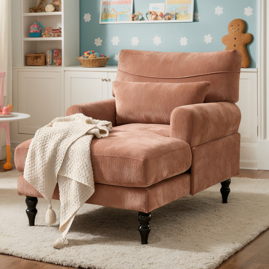 Eyisean 32'' W Modern Chenille Upholstered Chaise Lounge Chair Indoor, Comfy Sleeper Sofa Chair with Deep Cushion, Leisure Sofa Recliner Chair Sleeper with Armrest for Living Room/Bedroom