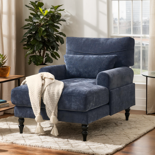 Eyisean 32'' W Modern Chenille Upholstered Chaise Lounge Chair Indoor, Comfy Sleeper Sofa Chair with Deep Cushion, Leisure Sofa Recliner Chair Sleeper with Armrest for Living Room/Bedroom