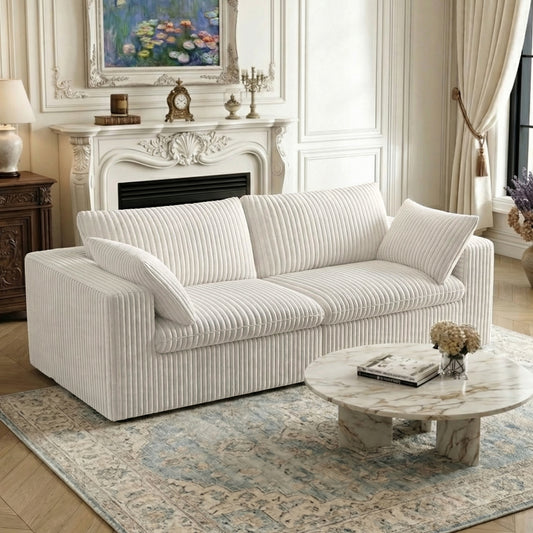 78.8" Corduroy Boneless Loveseat Couch, Modern Modular Sectional Sofa with Removable Cushion, No Assembly Required, Compression Cloud Sectional Sofa for Living Room, Apartment