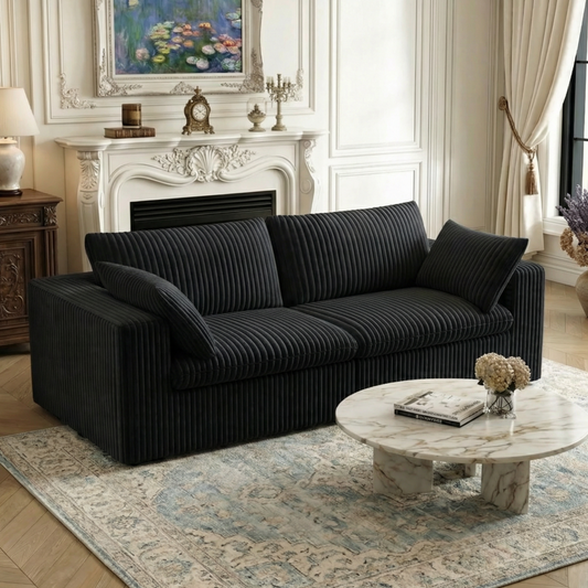 78.8" Corduroy Boneless Loveseat Couch, Modern Modular Sectional Sofa with Removable Cushion, No Assembly Required, Compression Cloud Sectional Sofa for Living Room, Apartment