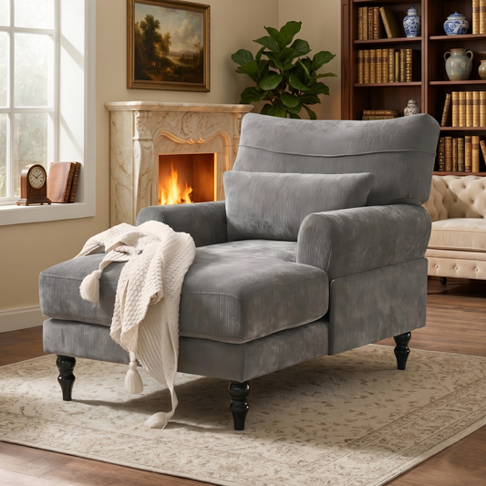Eyisean 32'' W Modern Chenille Upholstered Chaise Lounge Chair Indoor, Comfy Sleeper Sofa Chair with Deep Cushion, Leisure Sofa Recliner Chair Sleeper with Armrest for Living Room/Bedroom