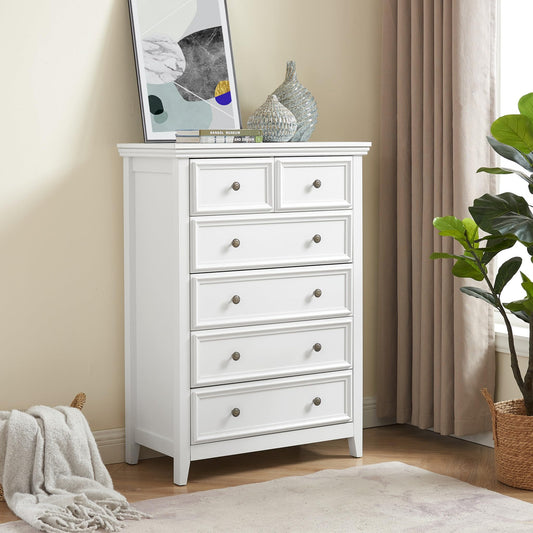 6 Drawer Dresser, Farmhouse Dresser, Nightstand Chest of Drawer, Wood Storage Chest of Drawers Storage Cabinet for Living Room, Hallway, Entryway