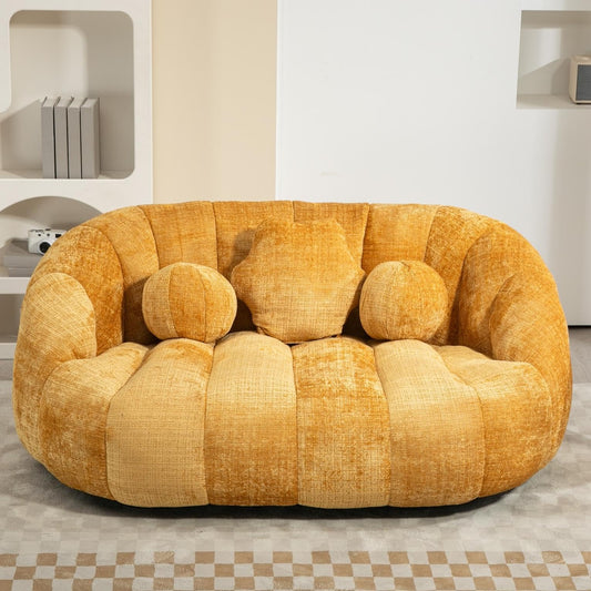 Soft Bean Bag Chair for Adults 64''W Bean Bag Sofa with 2 Pillows & Wrap-Around Backrest, Large Lounger Love Seat Sofa Couch, Reading Chair for Living Room