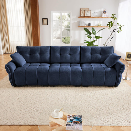 110" W Modern 3-Seater Sofa Set with and Pillows – Solid Wood Frame, Textured Chenille Upholstery, High-Rebound Cushions, Perfect for Living Rooms, Apartments, Lounges, and Offices