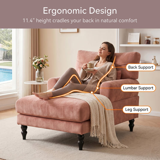 Eyisean 32'' W Modern Chenille Upholstered Chaise Lounge Chair Indoor, Comfy Sleeper Sofa Chair with Deep Cushion, Leisure Sofa Recliner Chair Sleeper with Armrest for Living Room/Bedroom
