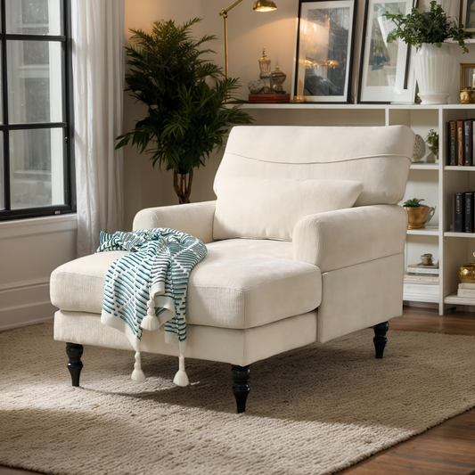 Eyisean 32'' W Modern Chenille Upholstered Chaise Lounge Chair Indoor, Comfy Sleeper Sofa Chair with Deep Cushion, Leisure Sofa Recliner Chair Sleeper with Armrest for Living Room/Bedroom