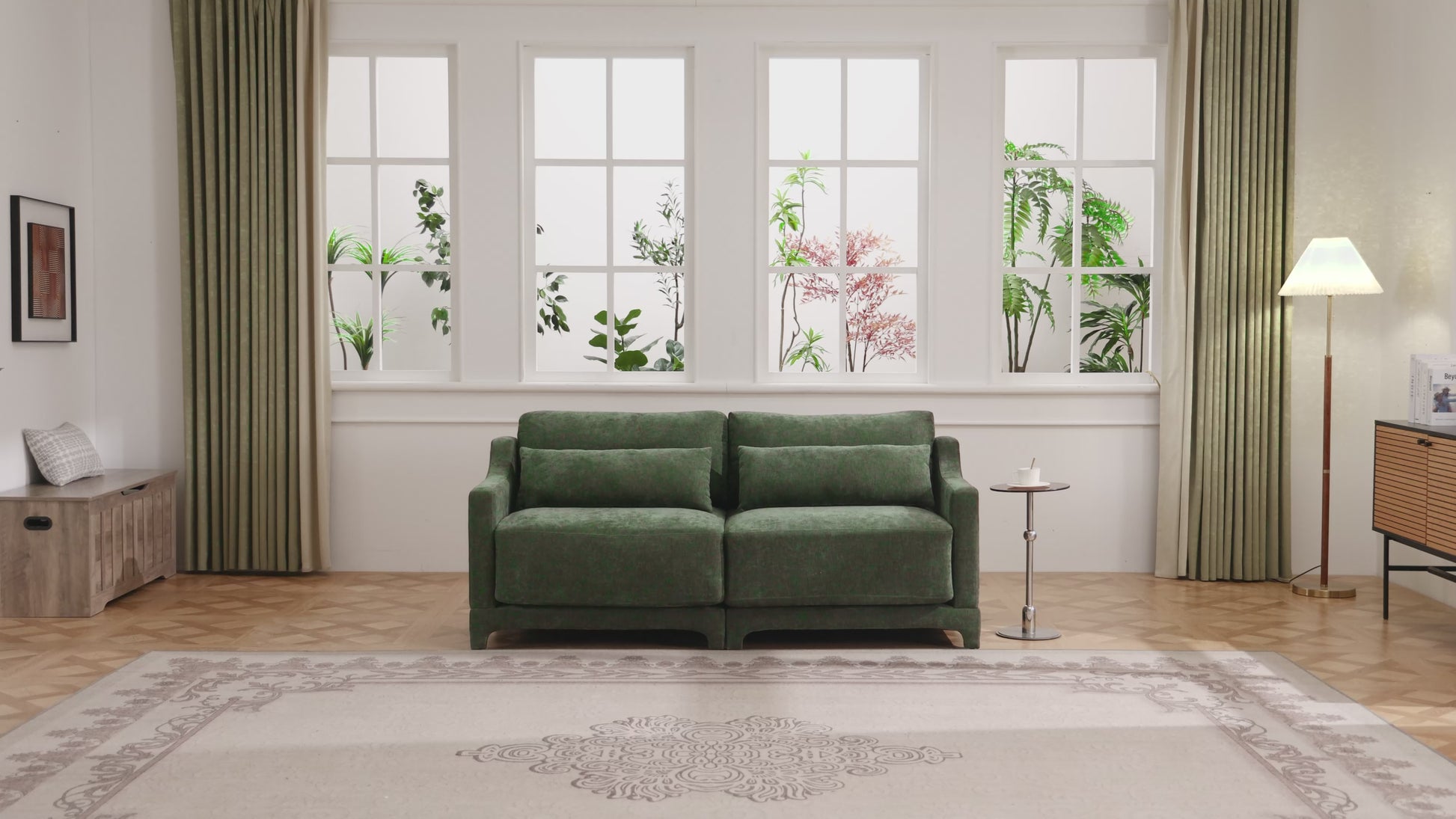 L Shaped Modular Sectional Sofa, 142"W 4-Seater Chenille cloud couch sectional with elegant armrests, Ottoman included, high-density foam, Comfy Cloud Couch for Living Room